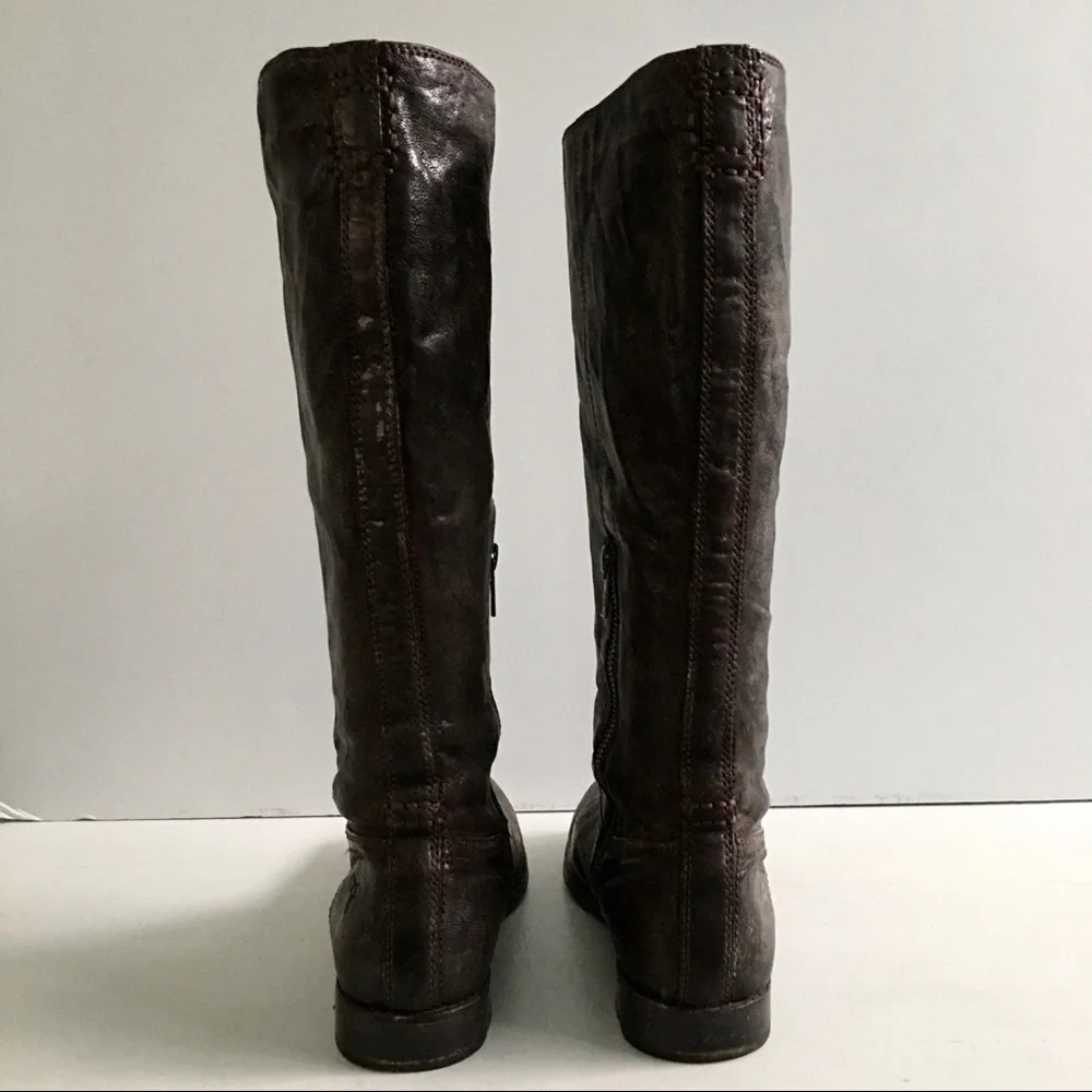 Frye Anna Inside Zip Chocolate Knee High Boots